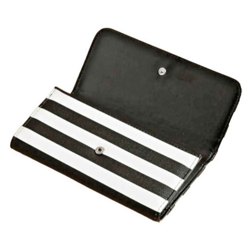 NEW KUT From The Cloth Black &  White Striped Tri Fold Wallet